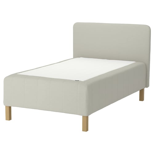 RISHÖJDEN Pocket spring mattress bse, 7 zones, incl leg and headboard firm/Knisa light beige, 90x200 cm