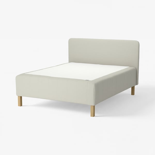 RISHÖJDEN Pocket spring mattress bse, 7 zones, incl leg and headboard firm/Knisa light beige, 160x200 cm