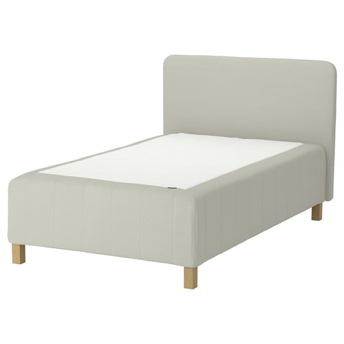 RISHÖJDEN Pocket spring mattress bse, 7 zones, incl leg and headboard medium firm/Knisa light beige, 90x200 cm