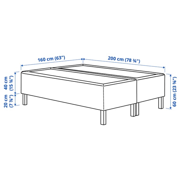 RISHÖJDEN Pocket spring mattress bse, 7 zones, incl leg and mattress pad firm/Kilanda dark blue Norrsele, 160x200 cm