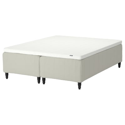 RISHÖJDEN Pocket spring mattress bse, 7 zones, incl leg and mattress pad firm/Knisa light beige Norrsele, 160x200 cm