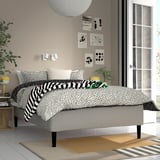 RISHÖJDEN Pocket spring mattress bse, 7 zones, incl leg and mattress pad firm/Knisa light beige Norrsele, 140x200 cm