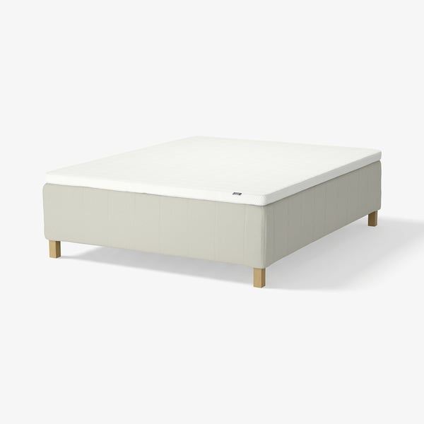 RISHÖJDEN Pocket spring mattress bse, 7 zones, incl leg and mattress pad firm/Knisa light beige Norrsele, 160x200 cm