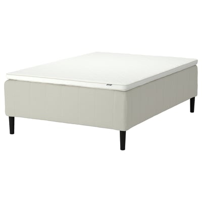 RISHÖJDEN Pocket spring mattress bse, 7 zones, incl leg and mattress pad firm/Knisa light beige Nyläget, 140x200 cm