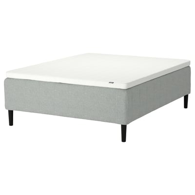 RISHÖJDEN Pocket spring mattress bse, 7 zones, incl leg and mattress pad firm/Tibbleby beige/grey Norrsele, 160x200 cm