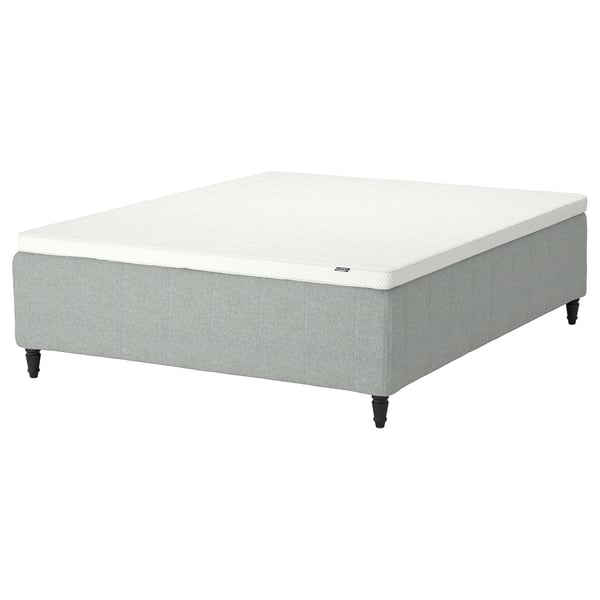 RISHÖJDEN Pocket spring mattress bse, 7 zones, incl leg and mattress pad firm/Tibbleby beige/grey Norrsele, 160x200 cm