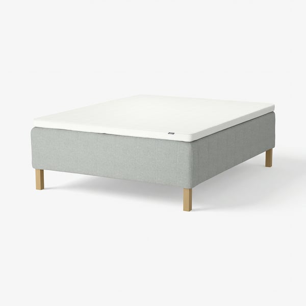 RISHÖJDEN Pocket spring mattress bse, 7 zones, incl leg and mattress pad firm/Tibbleby beige/grey Norrsele, 180x200 cm