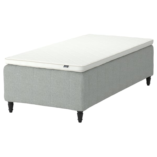 RISHÖJDEN Pocket spring mattress bse, 7 zones, incl leg and mattress pad firm/Tibbleby beige/grey Nyläget, 90x200 cm