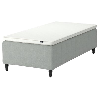 RISHÖJDEN Pocket spring mattress bse, 7 zones, incl leg and mattress pad firm/Tibbleby beige/grey Nyläget, 80x200 cm