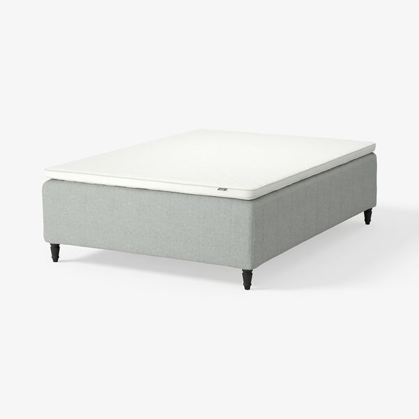 RISHÖJDEN Pocket spring mattress bse, 7 zones, incl leg and mattress pad firm/Tibbleby beige/grey Nyläget, 140x200 cm