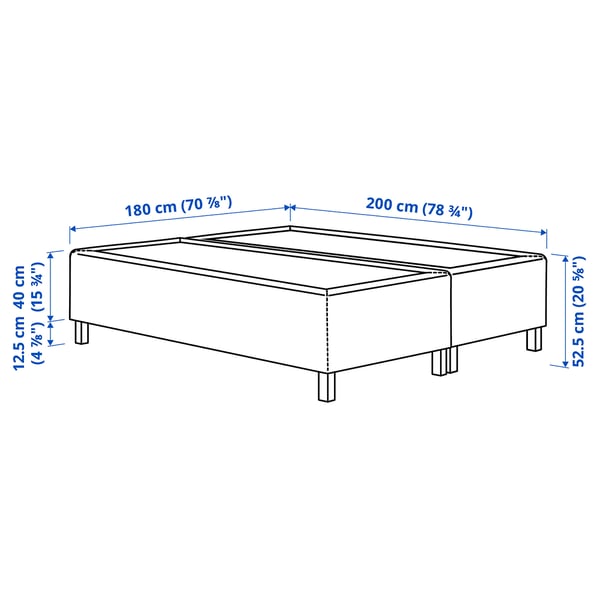 RISHÖJDEN Pocket spring mattress bse, 7 zones, incl leg and mattress pad medium firm/Kilanda dark blue Norrsele, 180x200 cm