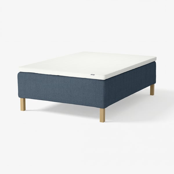 RISHÖJDEN Pocket spring mattress bse, 7 zones, incl leg and mattress pad medium firm/Kilanda dark blue Norrsele, 120x200 cm