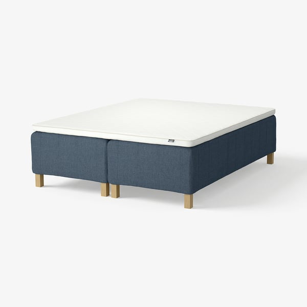 RISHÖJDEN Pocket spring mattress bse, 7 zones, incl leg and mattress pad medium firm/Kilanda dark blue Nyläget, 160x200 cm