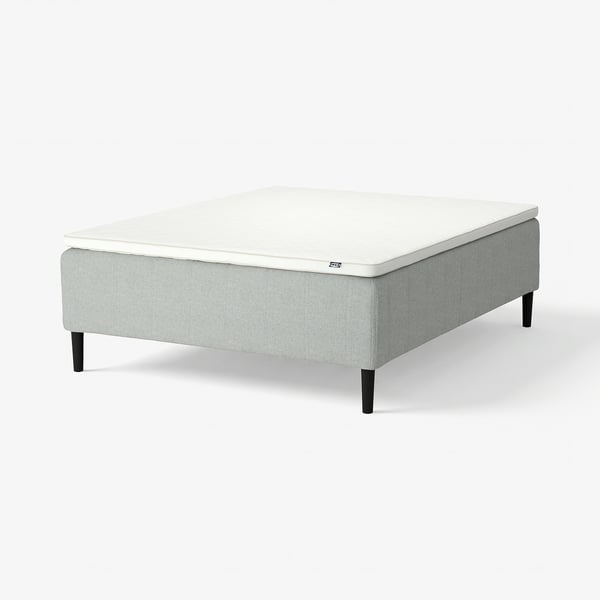 RISHÖJDEN Pocket spring mattress bse, 7 zones, incl leg and mattress pad medium firm/Tibbleby beige/grey Nyläget, 160x200 cm
