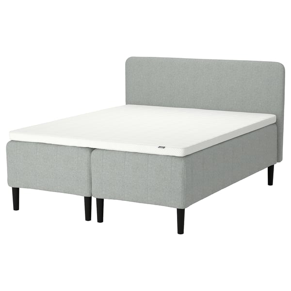 RISHÖJDEN Pocket spring mattress bse, 7 zones, incl leg, mattress pad and headboar firm/Tibbleby beige/grey Norrsele, 160x200 cm