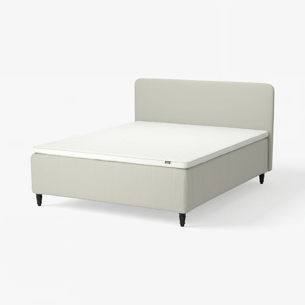 RISHÖJDEN Pocket spring mattress bse, 7 zones, incl leg, mattress pad and headboar medium firm/Knisa light beige Nyläget, 180x200 cm