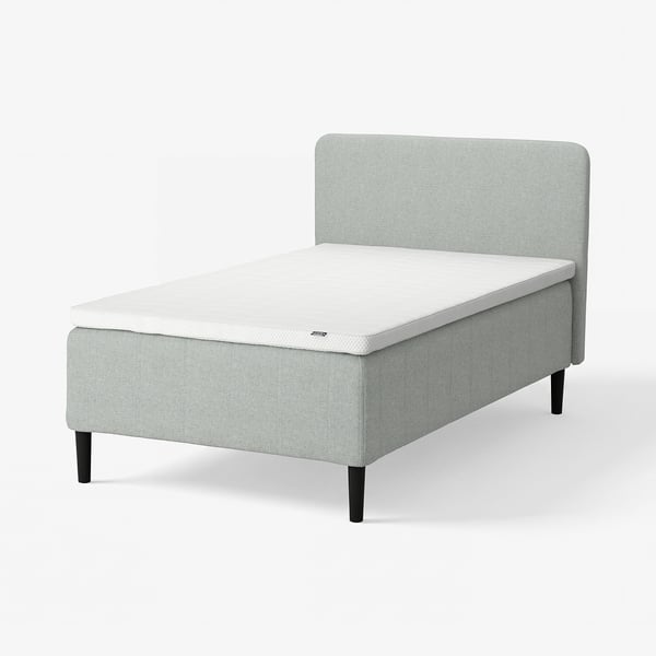 RISHÖJDEN Pocket spring mattress bse, 7 zones, incl leg, mattress pad and headboar medium firm/Tibbleby beige/grey Norrsele, 120x200 cm