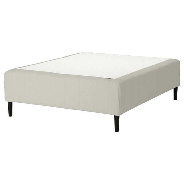 RISHÖJDEN cream mattress base, reinforced edges, modern design, black legs.