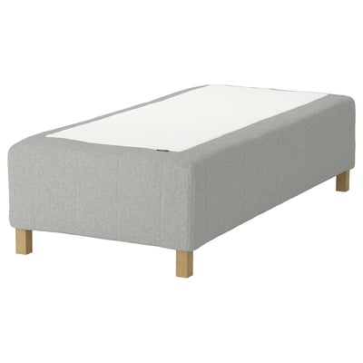 RISHÖJDEN Pocket spring mattress bse, 7 zones, incl leg medium firm/Tibbleby beige/grey, 80x200 cm