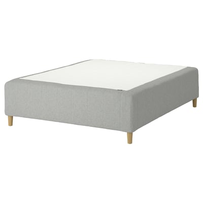 RISHÖJDEN Pocket spring mattress bse, 7 zones, incl leg medium firm/Tibbleby beige/grey, 160x200 cm