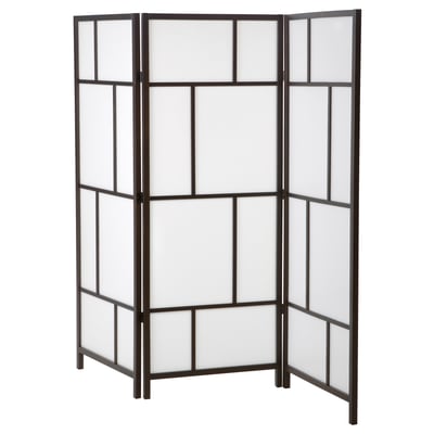 RISÖR room divider, white & black, wooden, grid pattern.