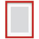 Red rectangular picture frame with white inner border, modern design. Perfect for photos or art, versatile display.