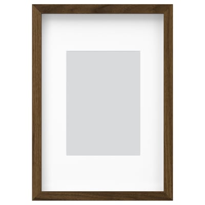 Empty wooden photo frame with white mat, modern design, horizontal or vertical display.