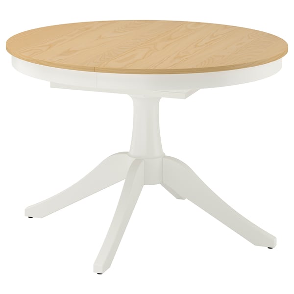 ROSENTORP Extendable table, ash veneer/white, 110/155 cm