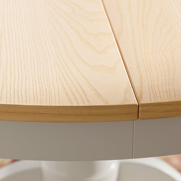 ROSENTORP Extendable table, ash veneer/white, 110/155 cm