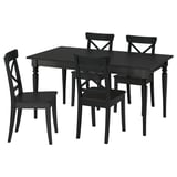 ROSENTORP / ROSENTORP Table and 4 chairs, black/black, 155/215x87 cm