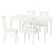 ROSENTORP dining set: white table & 4 chairs, solid wood, extendable.
