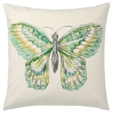 ROTFJÄRIL pillow, cream, butterfly design, natural ramie & cotton.
