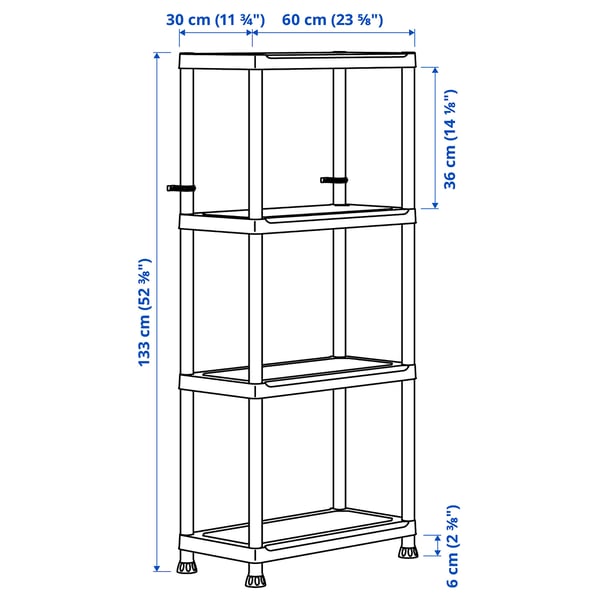 Illustration with measurements for the product: RUNMARÖ.