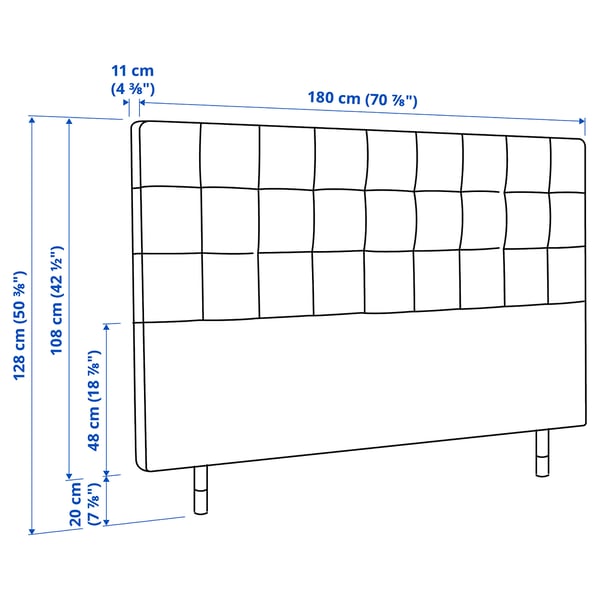 Illustration with measurements for the product: RYKKINN.