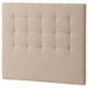 A beige RYKKINN headboard, rectangular with tufted design, upholstered in cotton and polyester blend, giving a cozy and soft look.