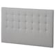 A gray RYKKINN upholstered headboard with modern stitching, designed for comfort and easy wall mounting.