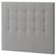 Option: Grey rectangular headboard, soft fabric with tufted squares.