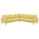 A lime green IKEA SALTSJÖBADEN corner sofa with light wooden legs, featuring a rectangular shape and minimalist design.