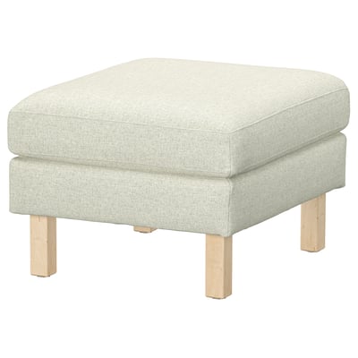 SALTSJÖBADEN footstool, light beige, fabric, square, four wooden legs.
