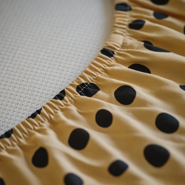 SANDLÖPARE Fitted sheet, light brown/cheetah pattern, 90x200 cm