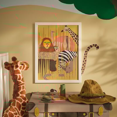 SANDLÖPARE Poster, animals on the savannah, 30x40 cm