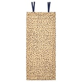 SANDLÖPARE: beige mat, black spots, rectangular, two blue straps, quilted, cotton, recycled materials.