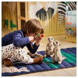 SANDLÖPARE Quilted mat, dark blue/cheetah savannah, 60x140 cm