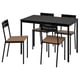 Option: Modern black dining set with rectangular table and minimalist chairs.