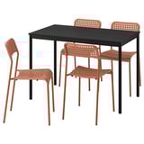 SANDSBERG Table and 4 chairs, black black/red-brown, 110x67 cm