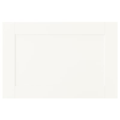 SANNIDAL white wardrobe door. Simple, rectangular design for platsa storage. Made of particle and fiberboard.