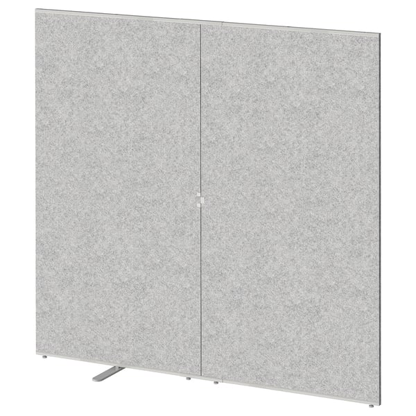 SIDORNA room dividers in gray, made from paperboard and plastic, standing in a curved, partition shape.
