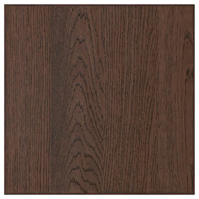 Dark wood-grained SINARP cabinet front, oak veneer with solid oak edges, stylish and durable.