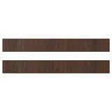 Two brown wooden planks, each with visible wood grain texture and bordered with solid oak edging.