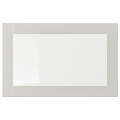 SINDVIK cabinet, light grey, clear glass front, rectangular.